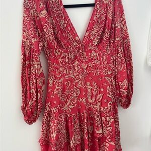 Chiara Poupette St Barts Red Floral Short Dress